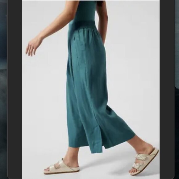 Athleta Playa Wide Leg Linen Pants - Teal - Picture 7 of 7
